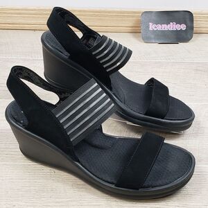 Skechers Women's Rumblers-Sci-Fi Black Wedge